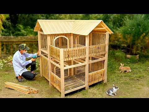 Build budget-friendly 2 level bamboo rabbit cage