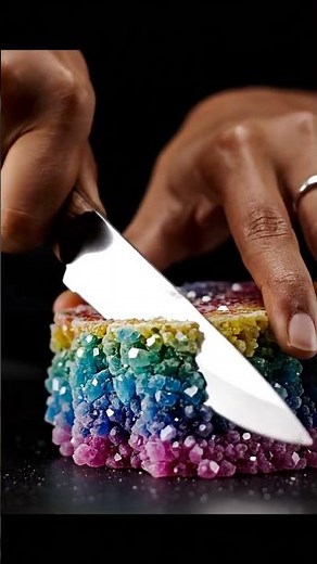 Cutting Rainbow Rock Candy Sharp Crack ASMR