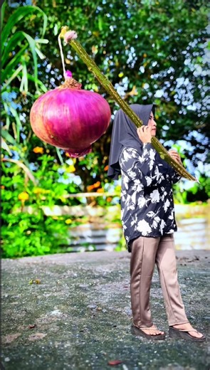 Creative photography unik memikul bawang merah besar | Sakila
