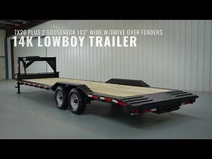 14k LB GVWR Gooseneck Wide Deck Lowboy Trailer w/ Wide Over Fenders