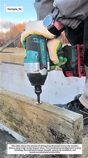Powerful Impact Driver Driving Long Structural Screws | Real Construction Work