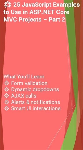 🌟 25 JavaScript Examples to Use in ASP.NET Core MVC Projects – Part 2 #Shorts,#JS,#Examples