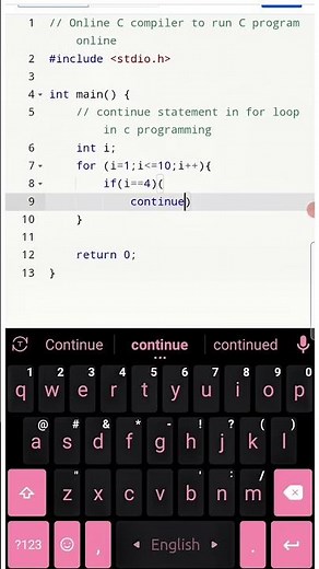 Continue statement in c programming for loop | break and continue statement in c #cprogramming