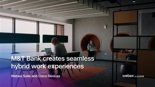M&T Bank is a regional bank headquartered in Buffalo, New York, with about 22,000 employees and 1,000 branches located across the Northeastern United States. Discover how M&T Bank leverages the Webex Suite and Cisco devices to create elevated hybrid work experiences and increase customer and employee satisfaction. Learn more about the Webex Suite: http://cs.co/6181wUwHd | Webex
