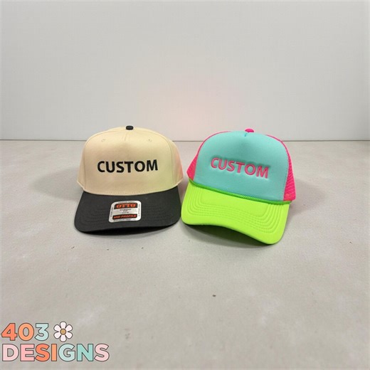 Custom Embroidered Hat, Foam or Twill Hat, Personalized- Choose Colors & Text - Etsy