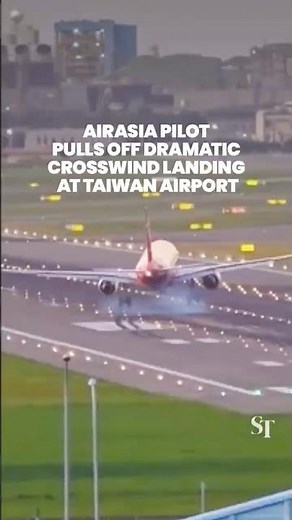 AirAsia pilot executes dramatic crosswind landing amid strong winds in Taiwan