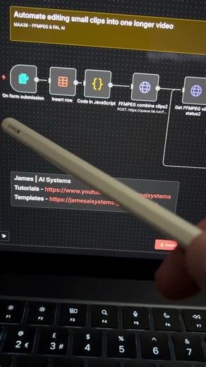 Merge short clips into one automatically! Full video + Template on channel #n8ntutorial #ffmpeg