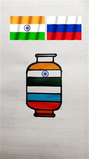 India–Russia Theme Cylinder Art 🇮🇳🇷🇺 | Creative Flag Drawing