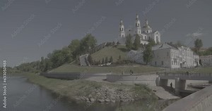 Vitebsk, Belarus. Assumption Cathedral Church In Upper Town On Uspensky Mount Hill And Dvina River In Summer Sunny Time. ungraded, canon c-log, c log, log, c log, clog , 2,