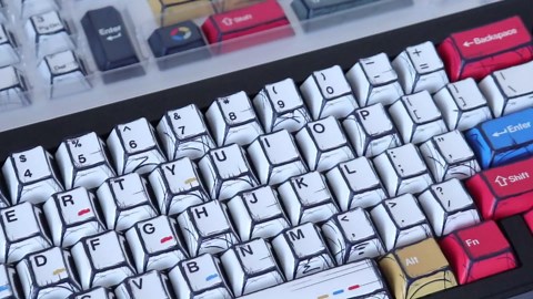 JOMKIZ PBT Keycaps - Japanese Manga Theme Keycaps Set, 131 Keys Cherry Profile Dye-Sub Custom Keycap, Color Minimalist Style Key Caps for 60%, 65%, 75%, 100% Cherry MX Mechanical Keyboard