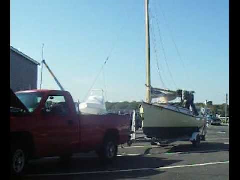 Raising the Tabernacle Mast on a Herreshoff America Catboat