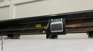 flatbed plotter for cutting. slow motion video. High-quality shooting in 4K format.