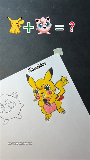 Drawing combination art with Pikachu and Jigglipuff easy way to draw #drawing #trending #viral #art