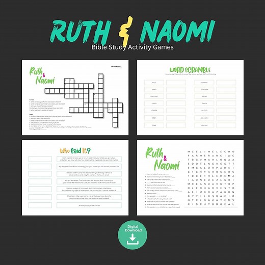 RUTH & NAOMI Printable Christian Teen Kid Crossword Puzzle Word Search Children Church Sunday School Lesson Activity Bible Study Quiz Game - Etsy