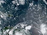 Satellite images show the probable path of Hurricane Beryl