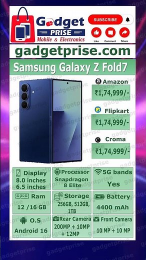 Samsung Galaxy Z Fold 7 🔥 Ultimate Foldable of 2025! | Full Specs & Price #gadgetprise