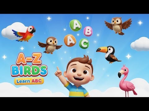 ABC Birds for Kids 🐦| Cartoon Learning Video | Learn A to Z Bird Names with Phonics