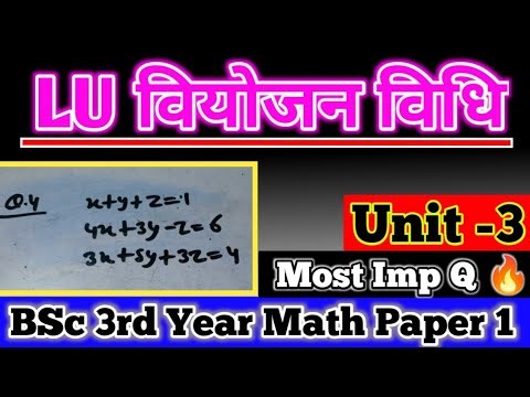 LU Decomposition Vidhi (LU वियोजन) Ke Adhar Par Prashn | LU viyojan vidhi bsc 3rd year | Most Imp Q.