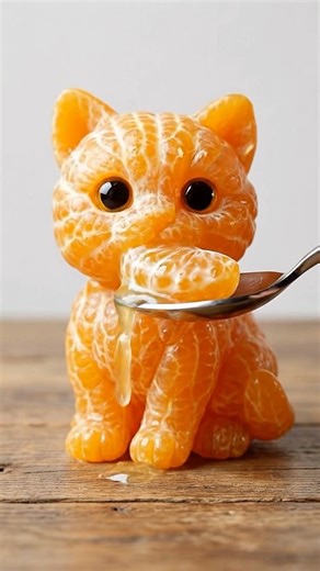 ASMR cat eating tangerine #asmr #satisfyingvideos #eating #fyp