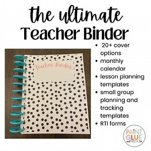 TEACHER BINDER- monthly calendar- lesson and small group planning- FREE UPDATES