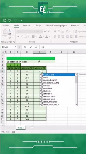 Cómo usar la potencia en excel #excel #exceltips