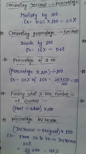 BASIC CONCEPTS OF PERCENTAGE