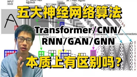 不同神经网络本质上有区别吗？精讲CNN/RNN/GAN/GNN/Transformer五大神经网络算法，AI大佬一次带你吃透！原理 实战！ 神经网络/深度学习/