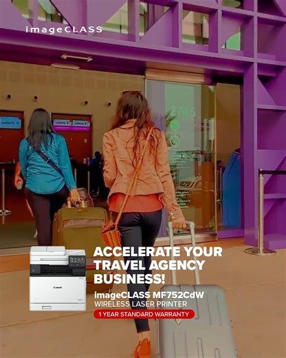 With more clients booking for domestic and international travels, it is a good business for travel agencies. Make sure your company can assist the surge of clients immediately by having a printing partner like the #imageCLASS #MF752Cdw with single pass Duplex Scan for faster scanning and 5” LCD Colour Touchscreen for more convenient printing. The #MF752Cdw also has V2 Colour Profile for vivid and vibrant printing of marketing materials for your next travel expo participation! 💡Learn more: https