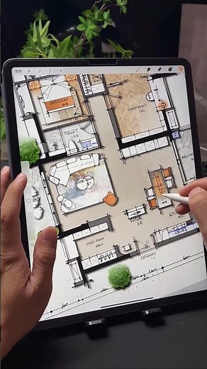 AutoCAD Drawing in IPAD to Make Colour Flats That looks perfectly 😍 #viral #shortvideo #shorts