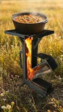 High-efficiency combustion system of the rocket stove type.