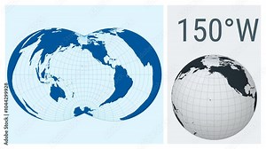 World Map Animation. Rectangular (War Office) polyconic projection. Solid color style. Animated world map in Rectangular Polyconic projection. Stock Video