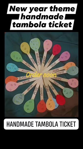 9.6K views · 41 reactions | Handmade tambola ticket handmade tambola ticket for kitty party #newyearthemetambolaticket #creativeart #creativetambola #creativetambolaticket #balloons #birthday #birthdayparty #reelsvideo #fbreels23 #instagram #instagood #instadaily #explorereels #explorepage #exploremore #viralpage #viralvideo #viralreelsfb #handmadetambola | Creating tambola tickets | Facebook