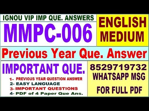 MMPC 006 Previous Year Question Paper in English | mmpc 006 important questions with answer