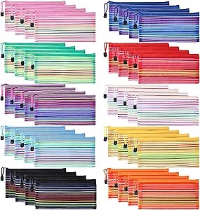 40 Pack 10 Colors Mesh Zipper Pouch Bags, Small Pouch Pencil Pouch Bulk, Cosmetics Makeup Bags Accessories Storage Bag, Home Organizing Office School Classroom Supplies