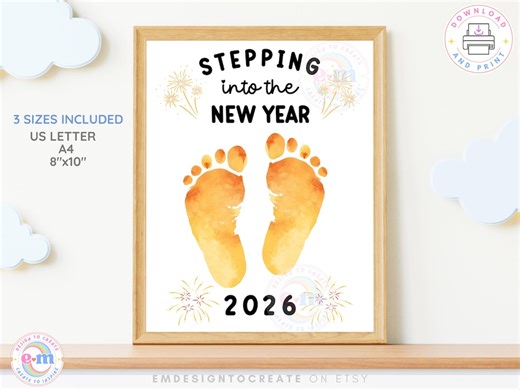 New Year Footprint Craft 2026, Printable Footprint Art Activity for Baby and Toddler, DIY Holiday Keepsake (PDF) - Etsy