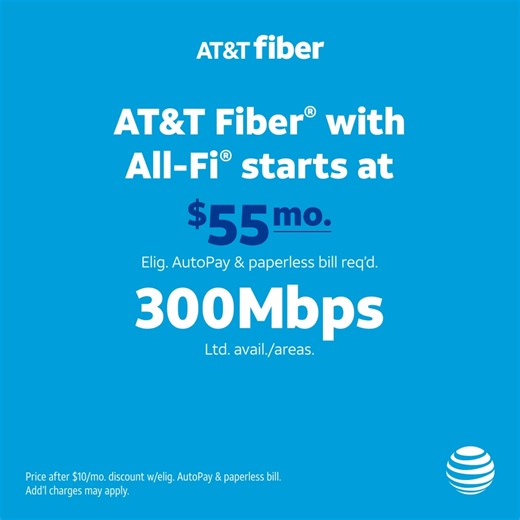 730K views · 1.9K reactions | AT&T Fiber® with All-Fi® starts at 300Mbps for $55/mo (+ taxes). | AT&T | Facebook