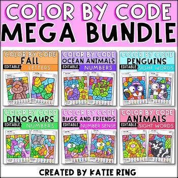 Color by Code Letters, Sight Words Numbers Coloring Sheets Kinder Coloring Pages