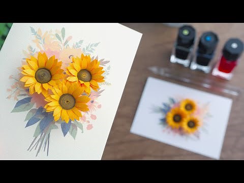 DIY How to Make a Sunflower Card / Tutorial