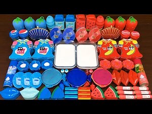 BLUE vs RED! Mixing Random into CLEAR Slime ! Satisfying Slime Video #1087