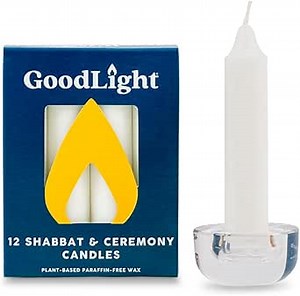 GoodLight Paraffin-Free Shabbat & Sabbath Ceremony Candles, Vegan Palm Wax, 3-Hour Burn Time (72 Unscented Shabbos Candles, White)