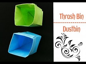 Mini Trash bin | Dustbin from A4 Paper (Go Green) - Tutorial by Paper Folds ❤️.