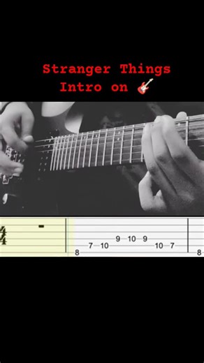 Stranger Things Intro on Guitar 🎸 | Tabs on Screen | #Shorts #newriff #rock #strangerthings5
