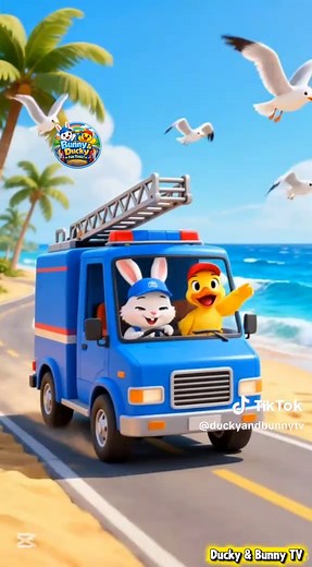 the fire truck light go flash flash flash|kids nursery rhyme #duckyandbunnyTv #kids #foryoupage #learning #uktiktok