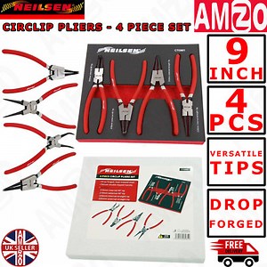 4pc Neilsen Circlip Snap Ring Pliers Set Internal External 9 Inch Hand Tools | eBay UK