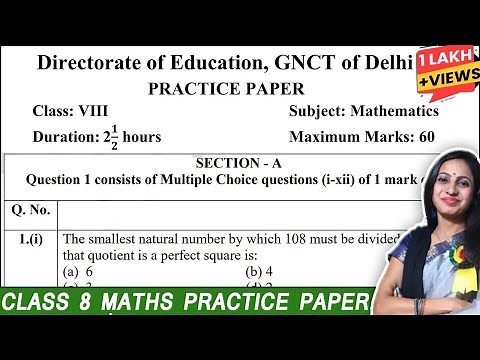 Class 8 Maths DOE Practice Paper 1 Solution | Section A Question 1 (i to xii) | Session 2023 - 2024