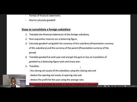 Consolidation of Foreign Subsidiary - IAS 21 - CIMA F2 May 2013 Q6