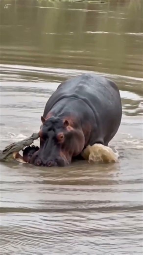 Hippo Crushes Crocodile Jaws After Predator Tries Grabbing New Baby Calf In River