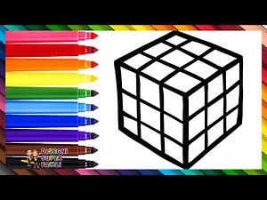 Come Disegnare e Colorare un Cubo di Rubik Passo Dopo Passo 🟥🟧🟨🟩🟦 Disegni per Bambini