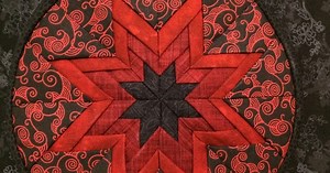 Handmade Christmas : Amish Folded Star Quilted Hotpad / Potholder