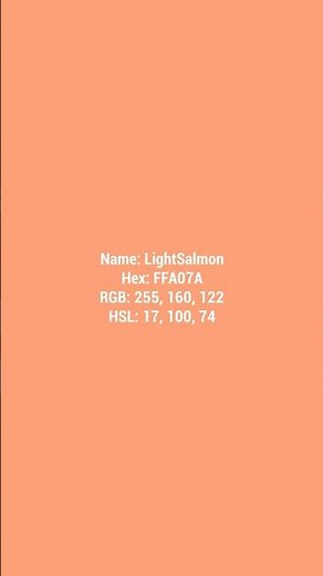 16 LightSalmon - Hex color code, RGB and HSL value